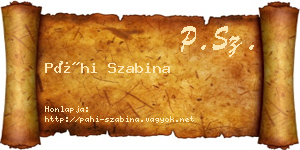 Páhi Szabina névjegykártya